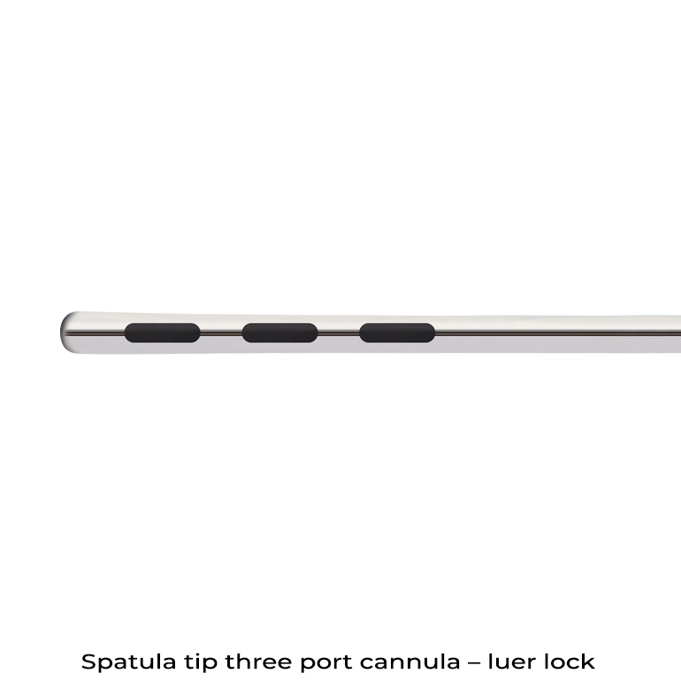 Spatula tip three port cannula – luer lock