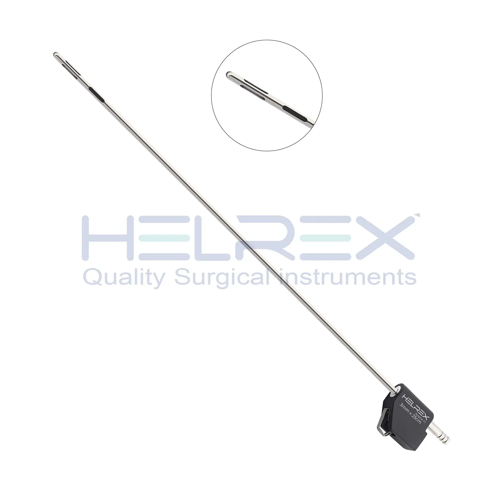 Accelerator cannula tip (III) Three openings in a triangular pattern